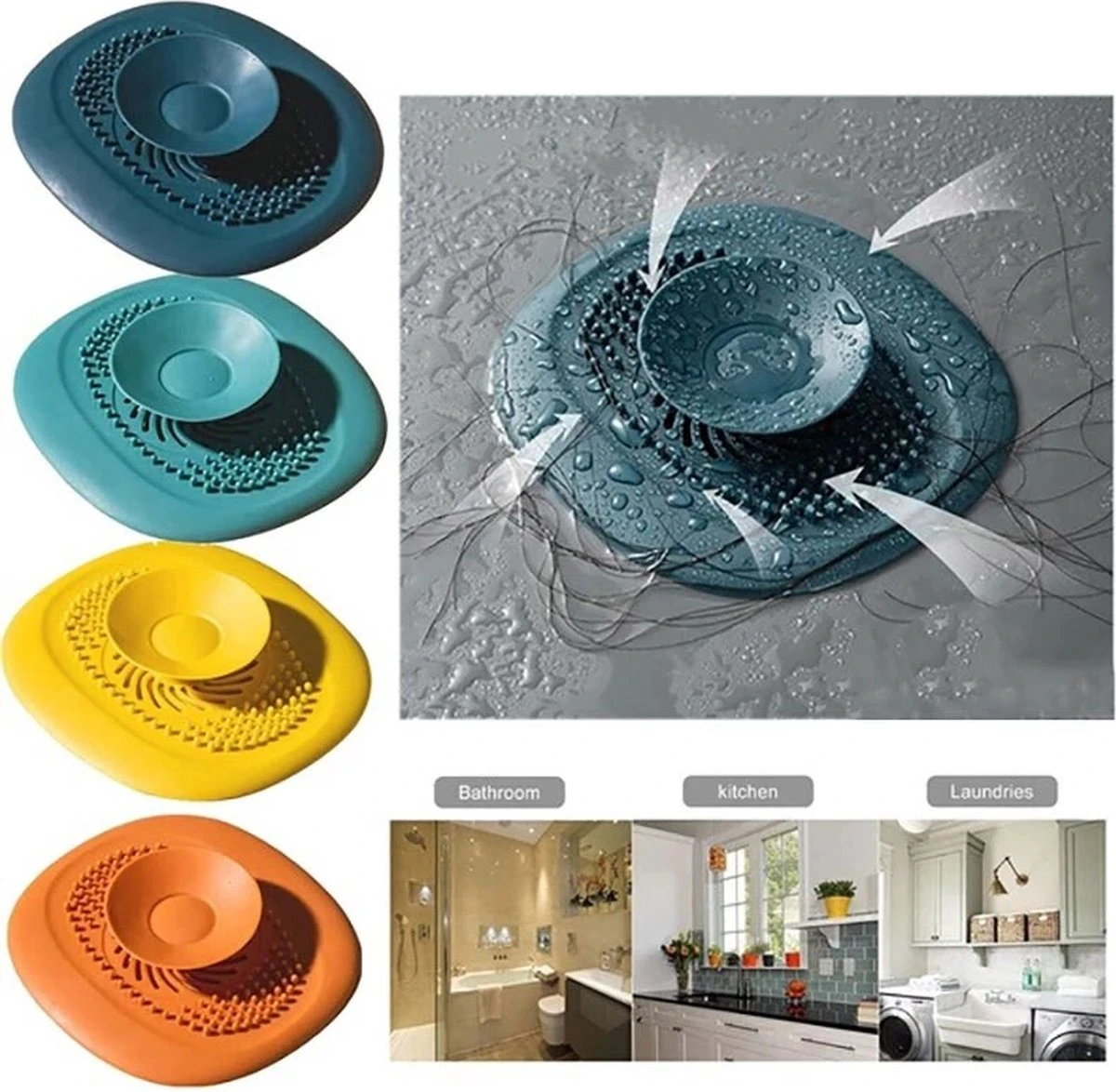 Merkloos Luxe Doucheputje Afvoer Plug Zeef Stopper Stop - Universele Haarfilter Haarvanger Gootsteenstop Afvoerstop Onderdeel Afvoerputje Stopper Putje Rooster Voor Wastafel Gootsteen Spoelbak Bad Douchebak Keuken Wasbak Badkuip Aanrecht - Siliconen - Blauw 3 Merkloos Luxe Doucheputje Afvoer Plug Zeef Stopper Stop - Universele Haarfilter Haarvanger Gootsteenstop Afvoerstop Onderdeel Afvoerputje Stopper Putje Rooster Voor Wastafel Gootsteen Spoelbak Bad Douchebak Keuken Wasbak Badkuip Aanrecht - Siliconen - Blauw