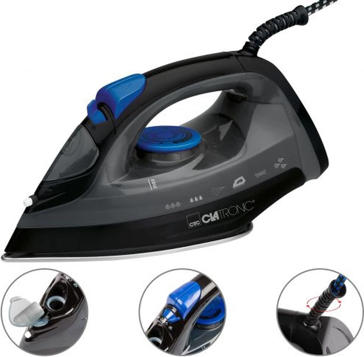 Clatronic DB 3703 - Stoomstrijkijzer - RVS Zoolplaat - Zwart 8 Clatronic DB 3703 - Stoomstrijkijzer - RVS Zoolplaat - Zwart - Afbeelding 6