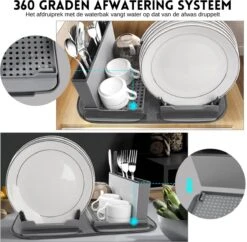 Afdruiprek Met Lekbak - Inclusief Afdruipmat - Opvouwbaar - Afwasrek Met Uitneembare Bestekhouder - Voor Bestek, Borden, Pannen En Schalen 11 Afdruiprek Met Lekbak - Inclusief Afdruipmat - Opvouwbaar - Afwasrek Met Uitneembare Bestekhouder - Voor Bestek, Borden, Pannen En Schalen -Huishoudelijke Artikelen Winkel 1200x1176 3