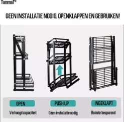 TammaT - Kruidenrek - Kruidenrek Staand - Inklapbare Keukenrek - 3-laags 35x21x56,5CM - Keuken Organizer - Aanrecht Organizer - Keuken Opslag - Roestvrij Staal - Opbergrek - Keuken Organizers - Roestvrij En Krasvrij -Huishoudelijke Artikelen Winkel 1200x1178