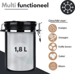 VAIVE Koffieblik - Koffiebus - Koffieblikbewaarblik - Bewaarbus Koffie - Voorraadpotten - Voorraadbussen - Voorraadbus -1.8L -Huishoudelijke Artikelen Winkel 1200x1179 3