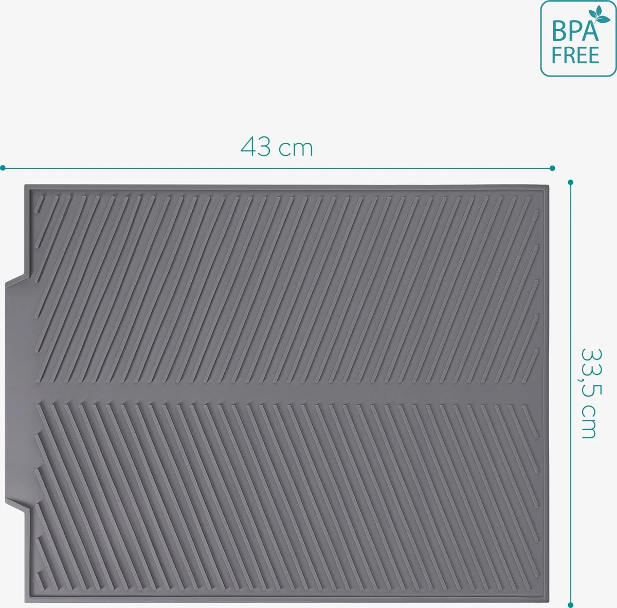 Navaris Siliconen Droogmat Met Afvoer - Aanrecht Droogmat Voor Afwas, Borden, Bestek, Glazen - Grijs 7 Navaris Siliconen Droogmat Met Afvoer - Aanrecht Droogmat Voor Afwas, Borden, Bestek, Glazen - Grijs - Afbeelding 5