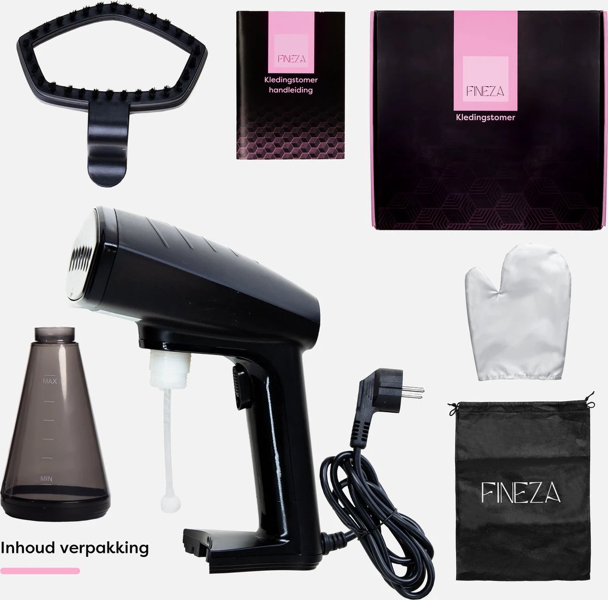 Fineza Kledingstomer – Handstomer – Stoomreiniger – Stoomapparaat Kleding - Stomer Kleding – Incl. Opzetborstel - Zwart 8 Fineza Kledingstomer – Handstomer – Stoomreiniger – Stoomapparaat Kleding - Stomer Kleding – Incl. Opzetborstel - Zwart - Afbeelding 6