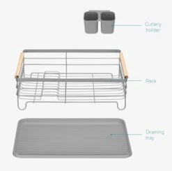 Navaris Afdruiprek Met Uitneembare Bestekhouder - Afwasrek Met Losse Lekbak - Vaatwasrek Met Plateau - Voor Bestek, Borden, Schalen En Pannen -Huishoudelijke Artikelen Winkel 1200x1189 6