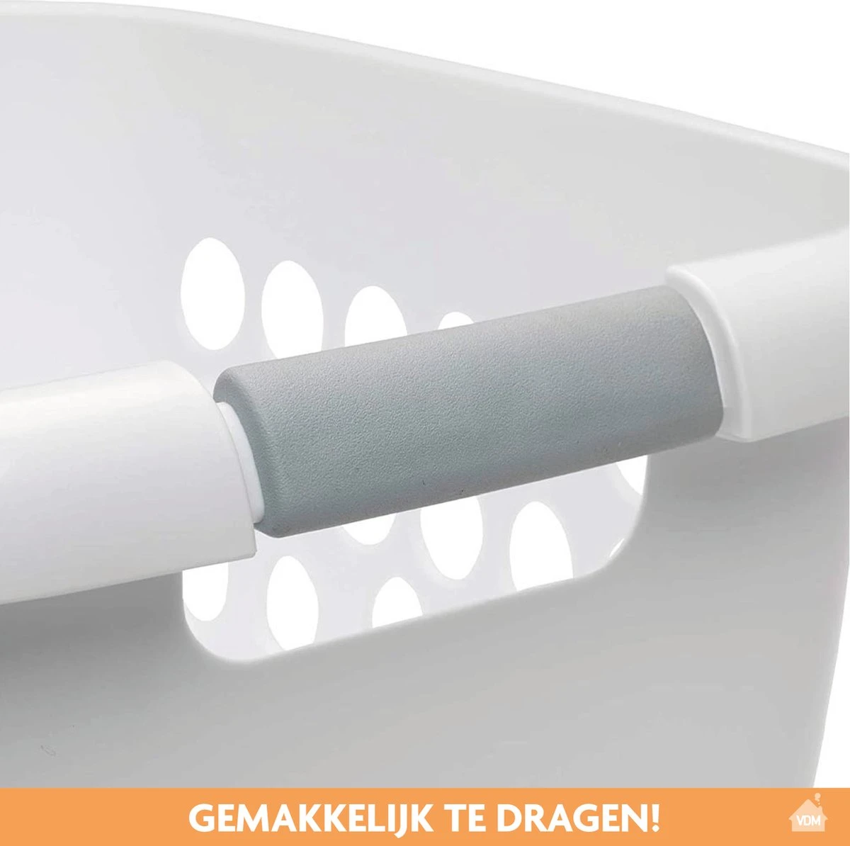 LaundrySpecialist Wasmand Met Soft Grip Handvaten – 35 X 28 X 29 Cm – 28 Liter – Wit 7 LaundrySpecialist Wasmand Met Soft Grip Handvaten – 35 X 28 X 29 Cm – 28 Liter – Wit - Afbeelding 5