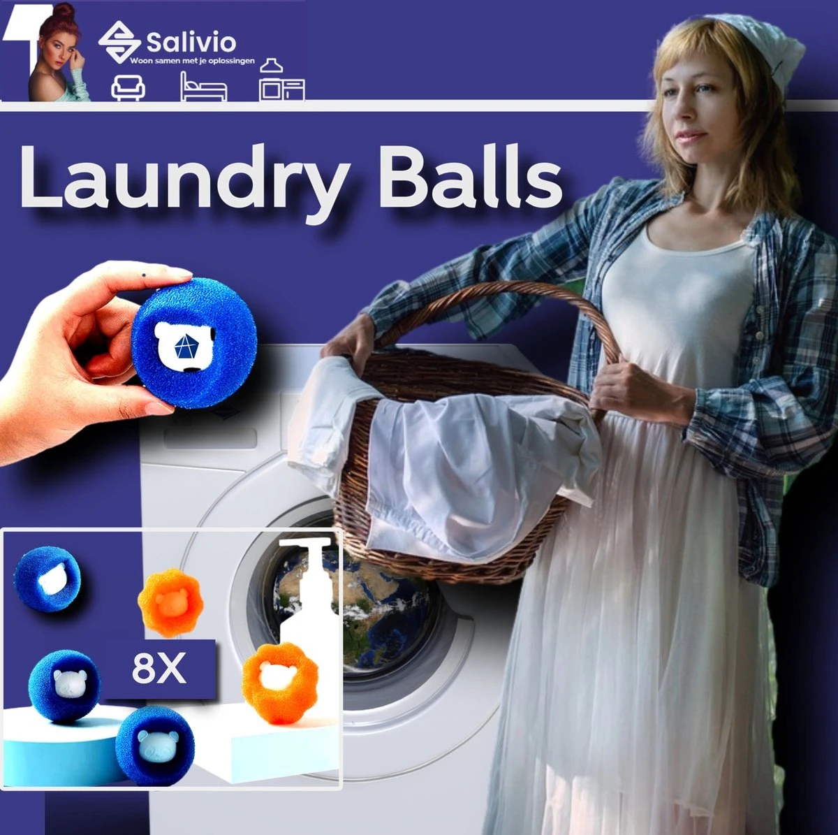 Salivio Laundryballs - 8x Wasbol Set - Huisdieren Haar Verwijderen - Wasbollen - Drogerballen - Energiebesparend - Wasverzachter - Milieuvriendelijk Wassen 3 Salivio Laundryballs - 8x Wasbol Set - Huisdieren Haar Verwijderen - Wasbollen - Drogerballen - Energiebesparend - Wasverzachter - Milieuvriendelijk Wassen