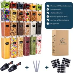 Empyrea Set Van 24 Luchtdichte Vershouddozen, Voorraad Bussen Opslag En Organisatie, Keuken En Voedselcontainer, Voorraadpotten Van Kunststof, BPA-vrij, 72 Etiketten, 3 Markers En 8 Lepels Meegeleverd | Keuken Organizer Voorraadcontainers 13 Empyrea Set Van 24 Luchtdichte Vershouddozen, Voorraad Bussen Opslag En Organisatie, Keuken En Voedselcontainer, Voorraadpotten Van Kunststof, BPA-vrij, 72 Etiketten, 3 Markers En 8 Lepels Meegeleverd | Keuken Organizer Voorraadcontainers -Huishoudelijke Artikelen Winkel 1200x1198 22