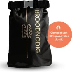 BROODNODIG® - Herbruikbare Boterhamzak - Van 100% Gerecyclede PET-flessen - Ideaal Als Diepvrieszakjes - Lunchzak - Herbruikbaar Boterhamzakje - Foodwrap - Lunchbox - 30x20cm - Zwart