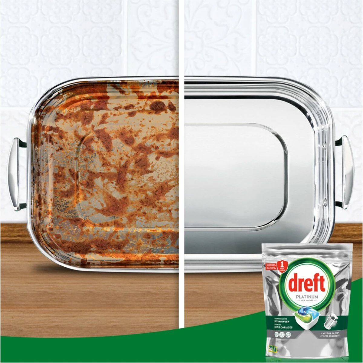 Dreft Platinum All In One - Vaatwascapsules - Original - Voordeelverpakking 5 X 20 Capsules 4 Dreft Platinum All In One - Vaatwascapsules - Original - Voordeelverpakking 5 X 20 Capsules - Afbeelding 2
