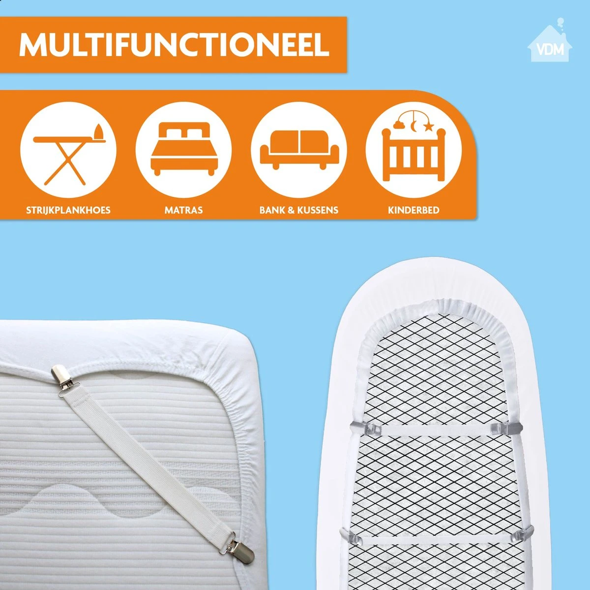 LaundrySpecialist Universele Lakenspanners - Set Van 4 Stuks - Multifunctioneel - Overtrekspanners Voor Jouw Strijkplankhoes 6 LaundrySpecialist Universele Lakenspanners - Set Van 4 Stuks - Multifunctioneel - Overtrekspanners Voor Jouw Strijkplankhoes - Afbeelding 4