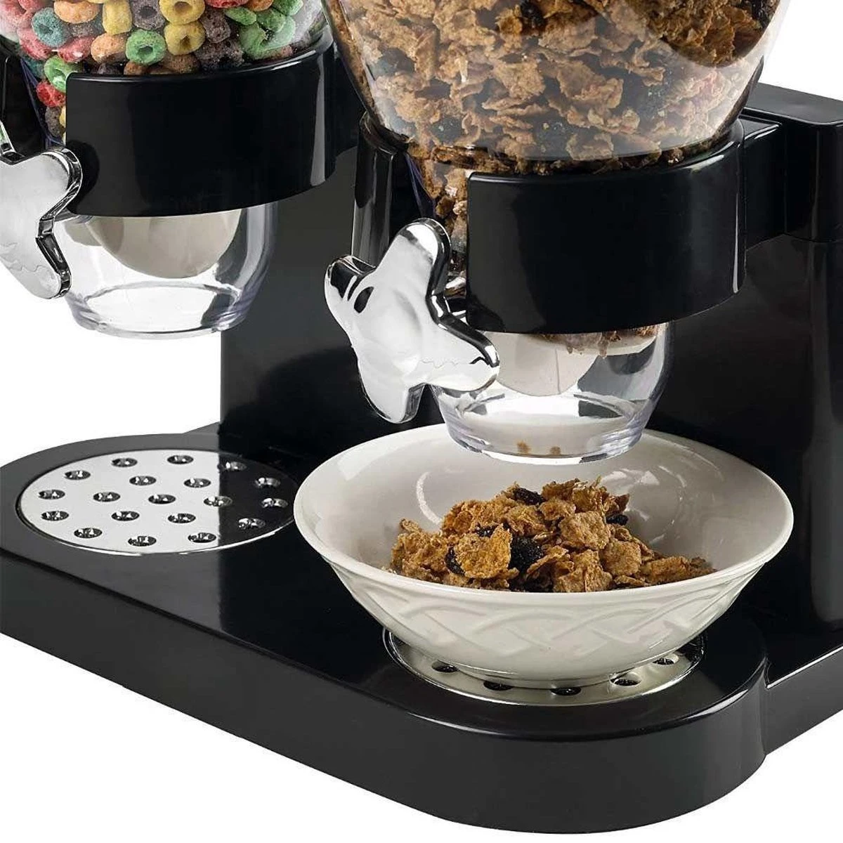 MikaMax Cornflakes Dispenser - Voorraadbus - Cornflakes Voorraadpot - Ontbijt Granendispenser - Zwart - 2 X 500 Gram 4 MikaMax Cornflakes Dispenser - Voorraadbus - Cornflakes Voorraadpot - Ontbijt Granendispenser - Zwart - 2 X 500 Gram - Afbeelding 2