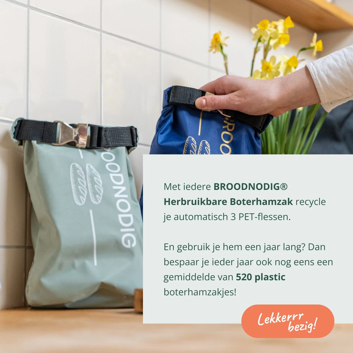 BROODNODIG® - Herbruikbare Boterhamzak - Van 100% Gerecyclede PET-flessen - Ideaal Als Diepvrieszakjes - Lunchzak - Herbruikbaar Boterhamzakje - Foodwrap - Lunchbox - 30x20cm - Pastel Groen 11 BROODNODIG® - Herbruikbare Boterhamzak - Van 100% Gerecyclede PET-flessen - Ideaal Als Diepvrieszakjes - Lunchzak - Herbruikbaar Boterhamzakje - Foodwrap - Lunchbox - 30x20cm - Pastel Groen - Afbeelding 9