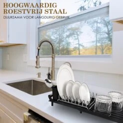 MIRI Afdruiprek – Afwasrek – Uitschuifbaar – Met Lekbak In Gootsteen – Afwas – Roestvrij Staal – Zwart 14 MIRI Afdruiprek – Afwasrek – Uitschuifbaar – Met Lekbak In Gootsteen – Afwas – Roestvrij Staal – Zwart -Huishoudelijke Artikelen Winkel 1200x1200 1187