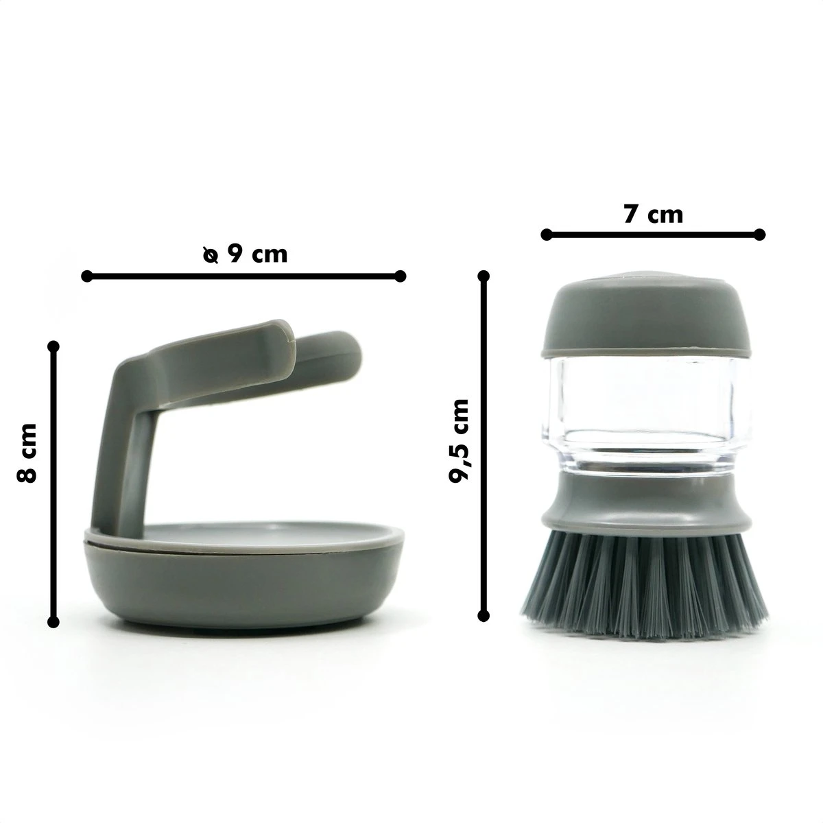 In Round Afwasborstel Met Zeepdispenser / Zeepreservoir – Inclusief Houder – Grijs – Afwas Borstel – Zeep Handborstel – Doseerpomp – Afwasmiddel Dispenser – Navulbaar 6 In Round Afwasborstel Met Zeepdispenser / Zeepreservoir – Inclusief Houder – Grijs – Afwas Borstel – Zeep Handborstel – Doseerpomp – Afwasmiddel Dispenser – Navulbaar - Afbeelding 4