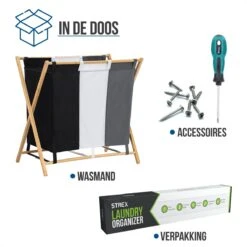 Strex Wasmand Met 3 Vakken 143L - Opklapbaar - Wassorteerder -Huishoudelijke Artikelen Winkel 1200x1200 1517