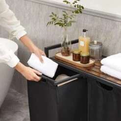 C90 - SISO-CO Wasmand, Wassorteerder Met Plank En Uittrekbare Zakken, Wasorganizer, Metalen Frame, 2 Oxford-stoffen Afneembare Zakken, Rustieke Bruin En Zwart BLH201B01 12 C90 - SISO-CO Wasmand, Wassorteerder Met Plank En Uittrekbare Zakken, Wasorganizer, Metalen Frame, 2 Oxford-stoffen Afneembare Zakken, Rustieke Bruin En Zwart BLH201B01 -Huishoudelijke Artikelen Winkel 1200x1200 1518