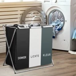 Wasmand 3 Vakken 90L - Opvouwbare Wassorteerder Met NL Opdruk - Aluminium Frame - -Huishoudelijke Artikelen Winkel 1200x1200 1545