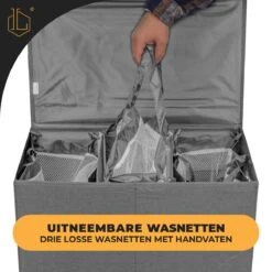 LIVILO - Wasmand – 3 Vakken Met Deksel – Opvouwbaar – 120 Liter – Met 3 Uitneembare Waszakken – Stoffen Wasmand – Grijs 10 LIVILO - Wasmand – 3 Vakken Met Deksel – Opvouwbaar – 120 Liter – Met 3 Uitneembare Waszakken – Stoffen Wasmand – Grijs -Huishoudelijke Artikelen Winkel 1200x1200 1569