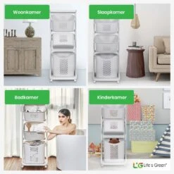 Life’s Green® - Wasmand - Wasmand 3 Vakken - Wassorteerder - Ophangbaar -Huishoudelijke Artikelen Winkel 1200x1200 1575