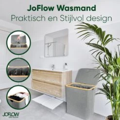 JoFlow® Wasmand Met Wassorteerder En Deksel | Wasbox Met 3 Vakken | Bamboe | 120L -Huishoudelijke Artikelen Winkel 1200x1200 1581