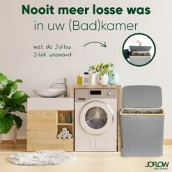 JoFlow® Wasmand Met Wassorteerder En Deksel | Wasbox Met 3 Vakken | Bamboe | 120L -Huishoudelijke Artikelen Winkel 1200x1200 1583