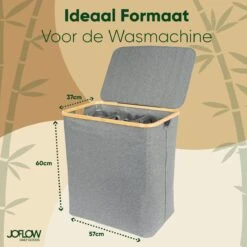 JoFlow® Wasmand Met Wassorteerder En Deksel | Wasbox Met 3 Vakken | Bamboe | 120L -Huishoudelijke Artikelen Winkel 1200x1200 1585