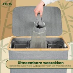 JoFlow® Wasmand Met Wassorteerder En Deksel | Wasbox Met 3 Vakken | Bamboe | 120L -Huishoudelijke Artikelen Winkel 1200x1200 1586