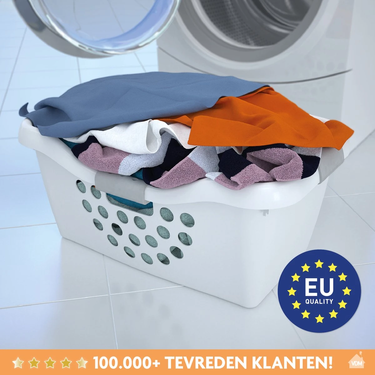 LaundrySpecialist Wasmand Met Soft Grip Handvaten – 35 X 28 X 29 Cm – 28 Liter – Wit 9 LaundrySpecialist Wasmand Met Soft Grip Handvaten – 35 X 28 X 29 Cm – 28 Liter – Wit - Afbeelding 7