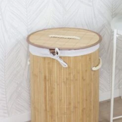 Orange85 Wasmand - Met Deksel - Rond Bamboe - 48 Liter - Bruin - 35x50 Cm - Wasmanden -Huishoudelijke Artikelen Winkel 1200x1200 1594