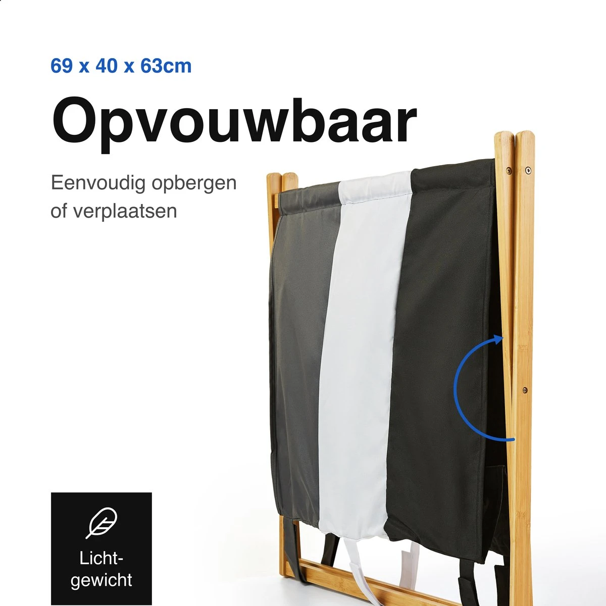 Vivid Green Wasmand Met 3 Vakken - Wassorteerder - Opvouwbaar - Wasmanden - Bamboe - 105L 11 Vivid Green Wasmand Met 3 Vakken - Wassorteerder - Opvouwbaar - Wasmanden - Bamboe - 105L - Afbeelding 9