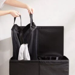 ACAZA Wasmand Met 2 Compartimenten - Uitneembare Zakken Met Elk 61 Liter Inhoud - Zwart -Huishoudelijke Artikelen Winkel 1200x1200 1610