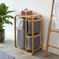 Lumaland Wasmand Van Bamboe - 1 XL Vak + 2 Compacte Vakken 49,5 X 33 X 71 Cm Beige -Huishoudelijke Artikelen Winkel 1200x1200 1612