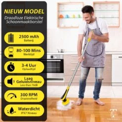 Trendosa Elektrische Schoonmaakborstel - Elektrische Schrobborstel - Poetsmachine - Handborstel - Scrubber- De Badkamer/Keuken/Auto- 10 Opzetstukken Geel 16 Trendosa Elektrische Schoonmaakborstel - Elektrische Schrobborstel - Poetsmachine - Handborstel - Scrubber- De Badkamer/Keuken/Auto- 10 Opzetstukken Geel -Huishoudelijke Artikelen Winkel 1200x1200 1765