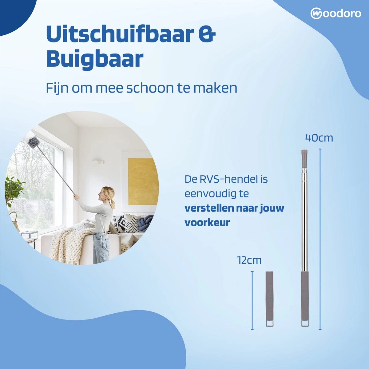 Woodoro Ragebol Uitschuifbaar Complete 9-Delige Set - Verstelbare Telescoopsteel - Plumeau - RVS - Zwart & Grijs 13 Woodoro Ragebol Uitschuifbaar Complete 9-Delige Set - Verstelbare Telescoopsteel - Plumeau - RVS - Zwart & Grijs - Afbeelding 11