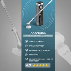 GoScrub® Elektrische Schoonmaakborstel – Elektrische Schrobber - Schrobborstel – Voor Badkamer Of Keuken – Schrobber Met Steel – Luiwagen – Polijstmachine - Poetsmachine Met 10 Opzetstukken -Huishoudelijke Artikelen Winkel 1200x1200 1960