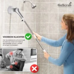 GoScrub® Elektrische Schoonmaakborstel – Elektrische Schrobber - Schrobborstel – Voor Badkamer Of Keuken – Schrobber Met Steel – Luiwagen – Polijstmachine - Poetsmachine Met 10 Opzetstukken -Huishoudelijke Artikelen Winkel 1200x1200 1963
