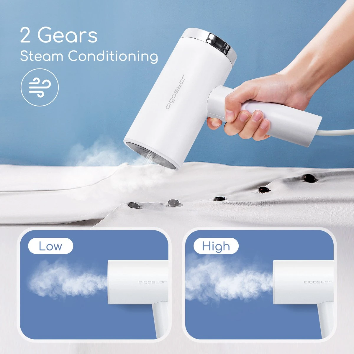 Aigostar Tiny 31RSM - Kledingstomer - Handstomer - 1200W - Wit 4 Aigostar Tiny 31RSM - Kledingstomer - Handstomer - 1200W - Wit - Afbeelding 2