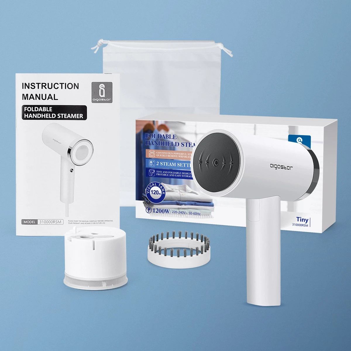 Aigostar Tiny 31RSM - Kledingstomer - Handstomer - 1200W - Wit 9 Aigostar Tiny 31RSM - Kledingstomer - Handstomer - 1200W - Wit - Afbeelding 7