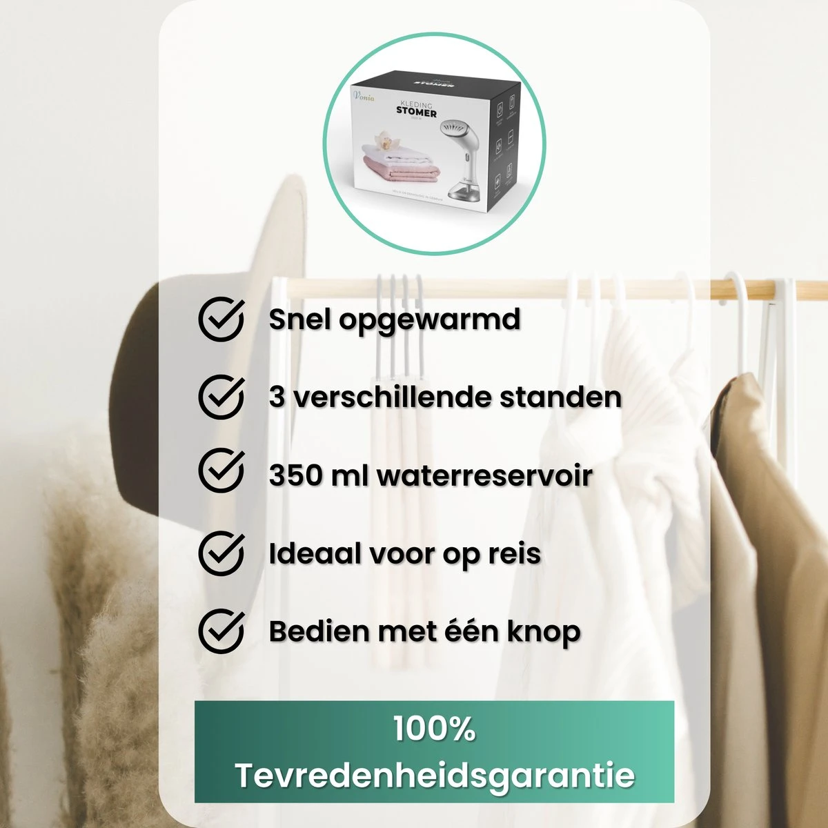 Vonia Kledingstomer - Handstomer - Stoomreiniger Kleding - Stoomapparaat Kleding – 350ML - Wit 4 Vonia Kledingstomer - Handstomer - Stoomreiniger Kleding - Stoomapparaat Kleding – 350ML - Wit - Afbeelding 2