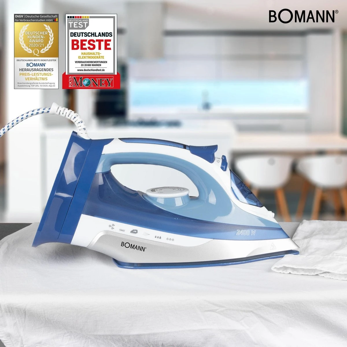 Bomann DB 6006 CB - Stoomstrijkijzer - Draadloos - 2400W - Blauw/Wit 10 Bomann DB 6006 CB - Stoomstrijkijzer - Draadloos - 2400W - Blauw/Wit - Afbeelding 8