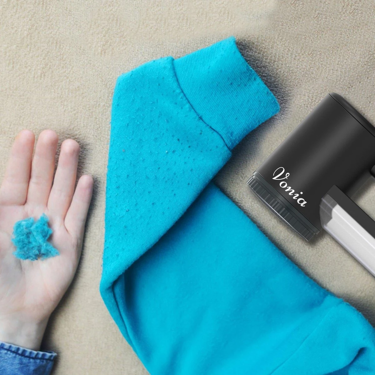 Vonia Pluizenverwijderaar - Pluizentondeuse - Elektrische Ontpluizer - Ontpiller - Draadloos - 2 Extra Opzetstukken- Zwart 6 Vonia Pluizenverwijderaar - Pluizentondeuse - Elektrische Ontpluizer - Ontpiller - Draadloos - 2 Extra Opzetstukken- Zwart - Afbeelding 4