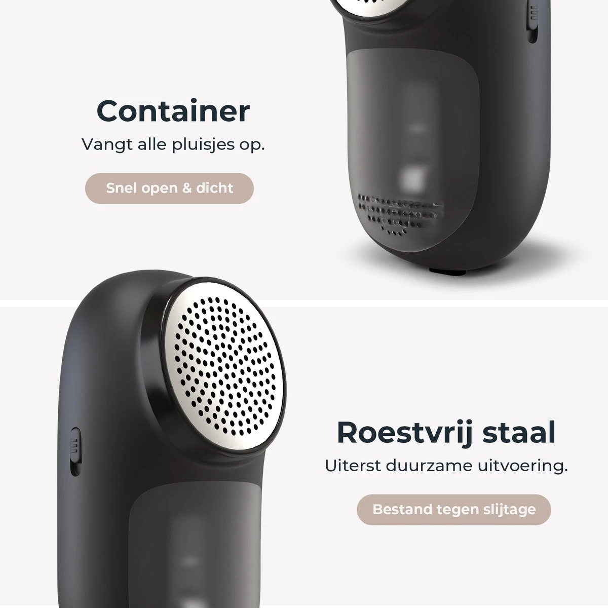 Attic Lux 2-in-1 Pluizenverwijderaar – Kledingborstel – Ontpluizer – Ontpiller – Draadloos – Elektrisch – Kleding/Meubels/Beddengoed - Zwart 6 Attic Lux 2-in-1 Pluizenverwijderaar – Kledingborstel – Ontpluizer – Ontpiller – Draadloos – Elektrisch – Kleding/Meubels/Beddengoed - Zwart - Afbeelding 4