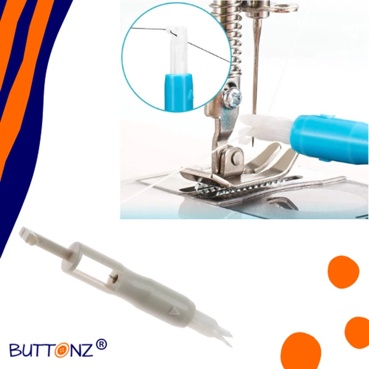 Buttonz® - Naaimachine Draaddoorhaler Wit - Draad Rijger - Naalddoorsteker - Draaddoorsteker - Naaldbedrader Handig Draad Door Naald Hulp Tool Naaldinrijger 4 Buttonz® - Naaimachine Draaddoorhaler Wit - Draad Rijger - Naalddoorsteker - Draaddoorsteker - Naaldbedrader Handig Draad Door Naald Hulp Tool Naaldinrijger - Afbeelding 2