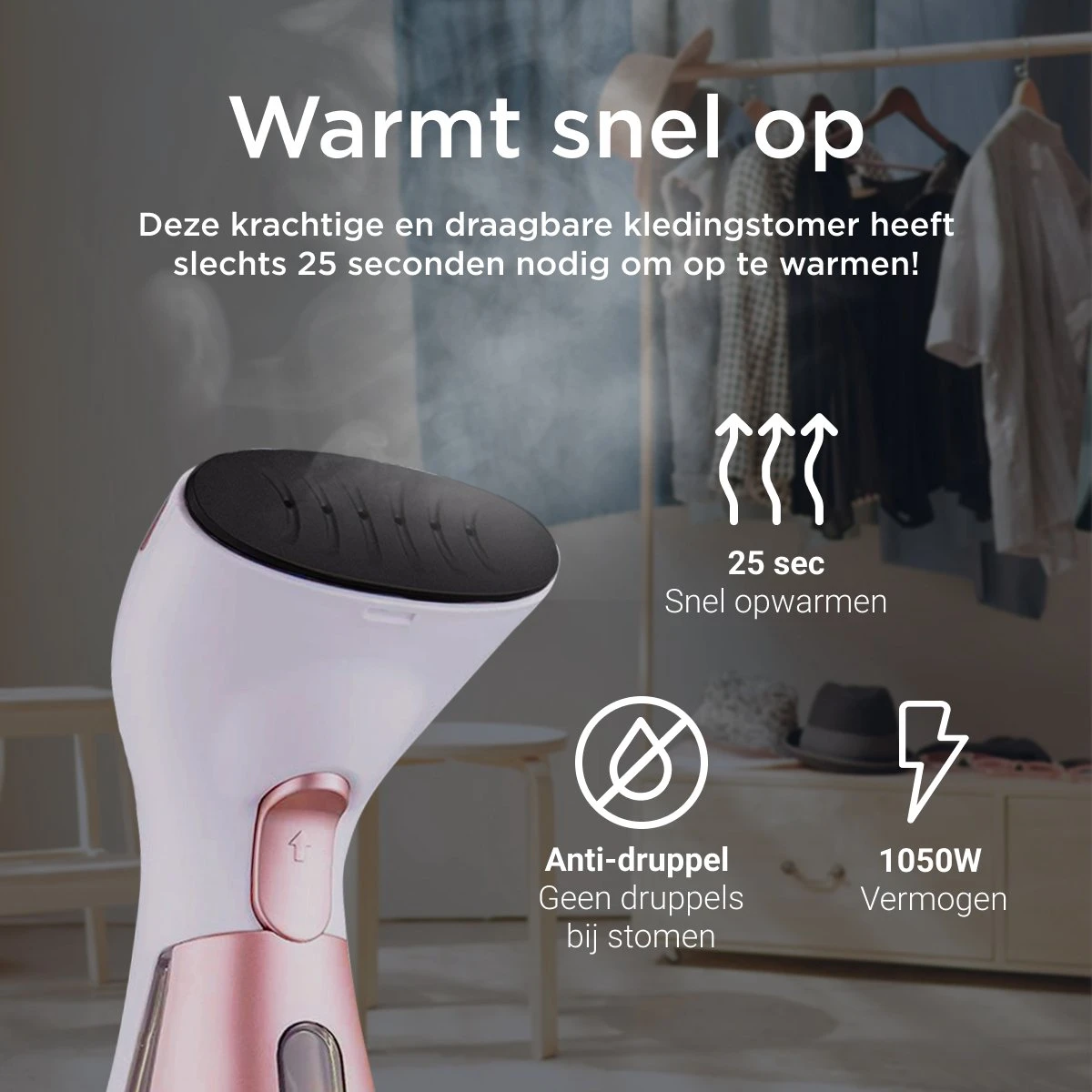 Luxe Kledingstomer - Handstomer - Handstoomreiniger - Stoomstrijkijzer - Stomer Kleding - Voor Op Reis - Roze 5 Luxe Kledingstomer - Handstomer - Handstoomreiniger - Stoomstrijkijzer - Stomer Kleding - Voor Op Reis - Roze - Afbeelding 3