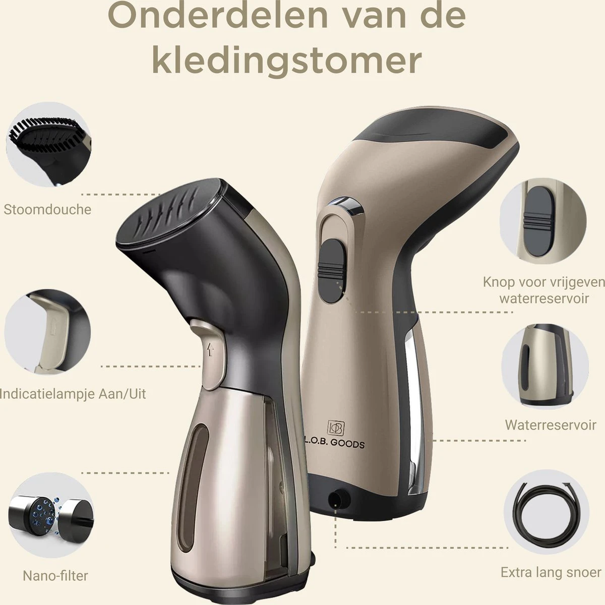 Luxe Kledingstomer - Handstomer - Handstoomreiniger - Stoomstrijkijzer - Stomer Kleding - Voor Op Reis - Goud 11 Luxe Kledingstomer - Handstomer - Handstoomreiniger - Stoomstrijkijzer - Stomer Kleding - Voor Op Reis - Goud - Afbeelding 9