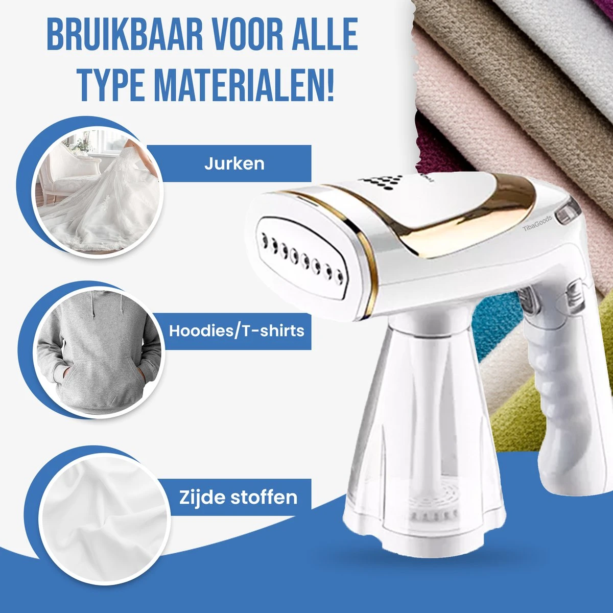 TibaGoods Luxe Kledingstomer - Handstomer - Ontkreuker - Stoomreiniger - Warmt Snel Op - Inclusief 2 Opzetborstels - 1600w - 250ml 8 TibaGoods Luxe Kledingstomer - Handstomer - Ontkreuker - Stoomreiniger - Warmt Snel Op - Inclusief 2 Opzetborstels - 1600w - 250ml - Afbeelding 6