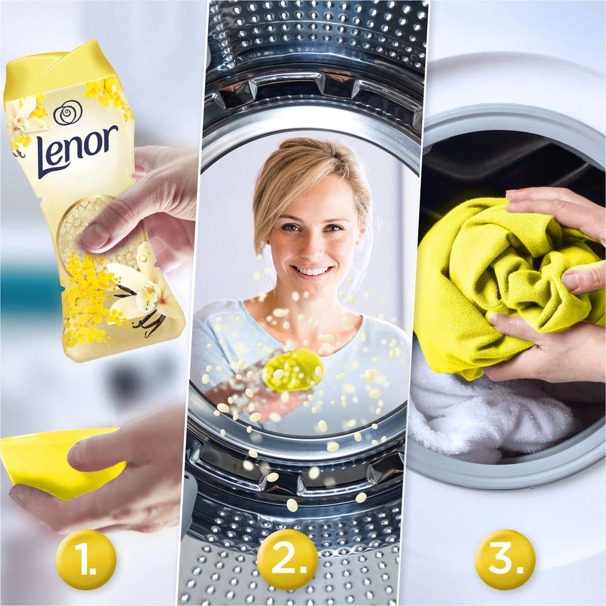 Lenor Vanille En Mimosabloesem Parels - In-Wash Geurbooster - Voordeelverpakking 6 X 15 Wasbeurten 5 Lenor Vanille En Mimosabloesem Parels - In-Wash Geurbooster - Voordeelverpakking 6 X 15 Wasbeurten - Afbeelding 3