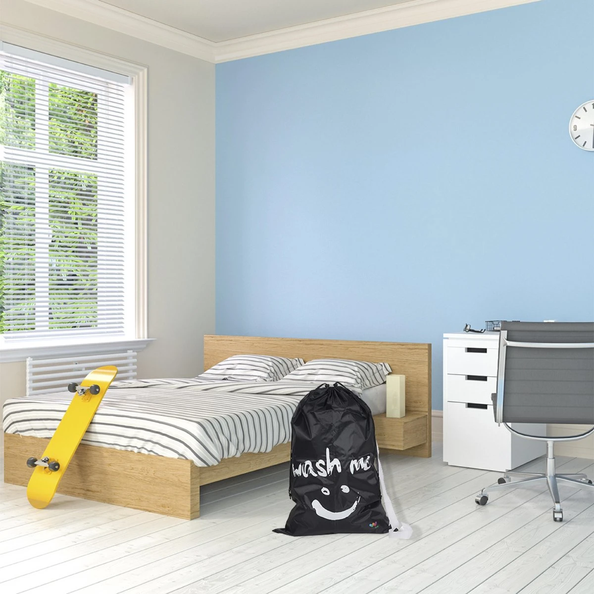 Wonair - Waszak Groot - 60x90cm - Zwart - Met Trekkoord En Draagband 6 Wonair - Waszak Groot - 60x90cm - Zwart - Met Trekkoord En Draagband - Afbeelding 4