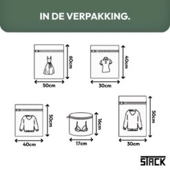 STACK Waszakken | Set Van 5 Waszakjes Met Rits - Waszak - Wasnet - Kledingzakjes - BH Was Zakjes - Laundry Bag Set Voor Ondergoed - Kleding - Delicaat Wasgoed - Wasmachine Zakjes - Wasgoed -Huishoudelijke Artikelen Winkel 1200x1200 574