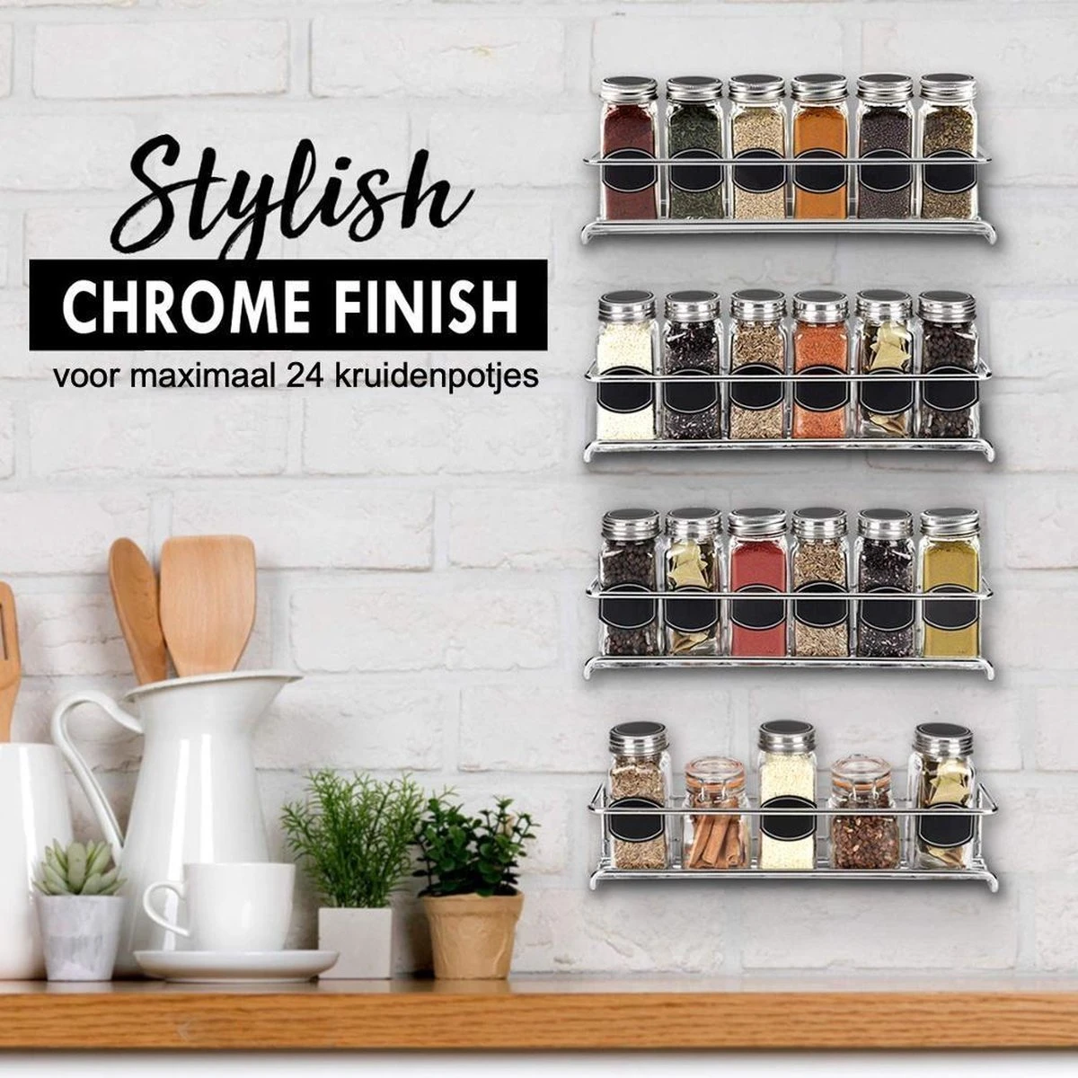 Kruidenrek Ophangbaar Kruidenpotjes Wandrek Organizer Keuken Accessoires - Geschikt Voor Bijna Alle Kruidenpotjes 4 Kruidenrek Ophangbaar Kruidenpotjes Wandrek Organizer Keuken Accessoires - Geschikt Voor Bijna Alle Kruidenpotjes - Afbeelding 2